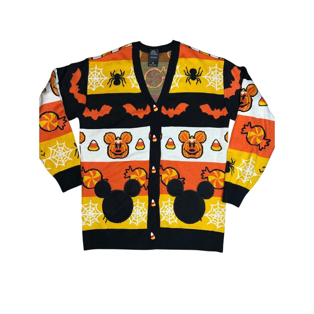 Disney Her Universe Mickey Mouse Candy Corn Halloween Cardigan sweater size XS